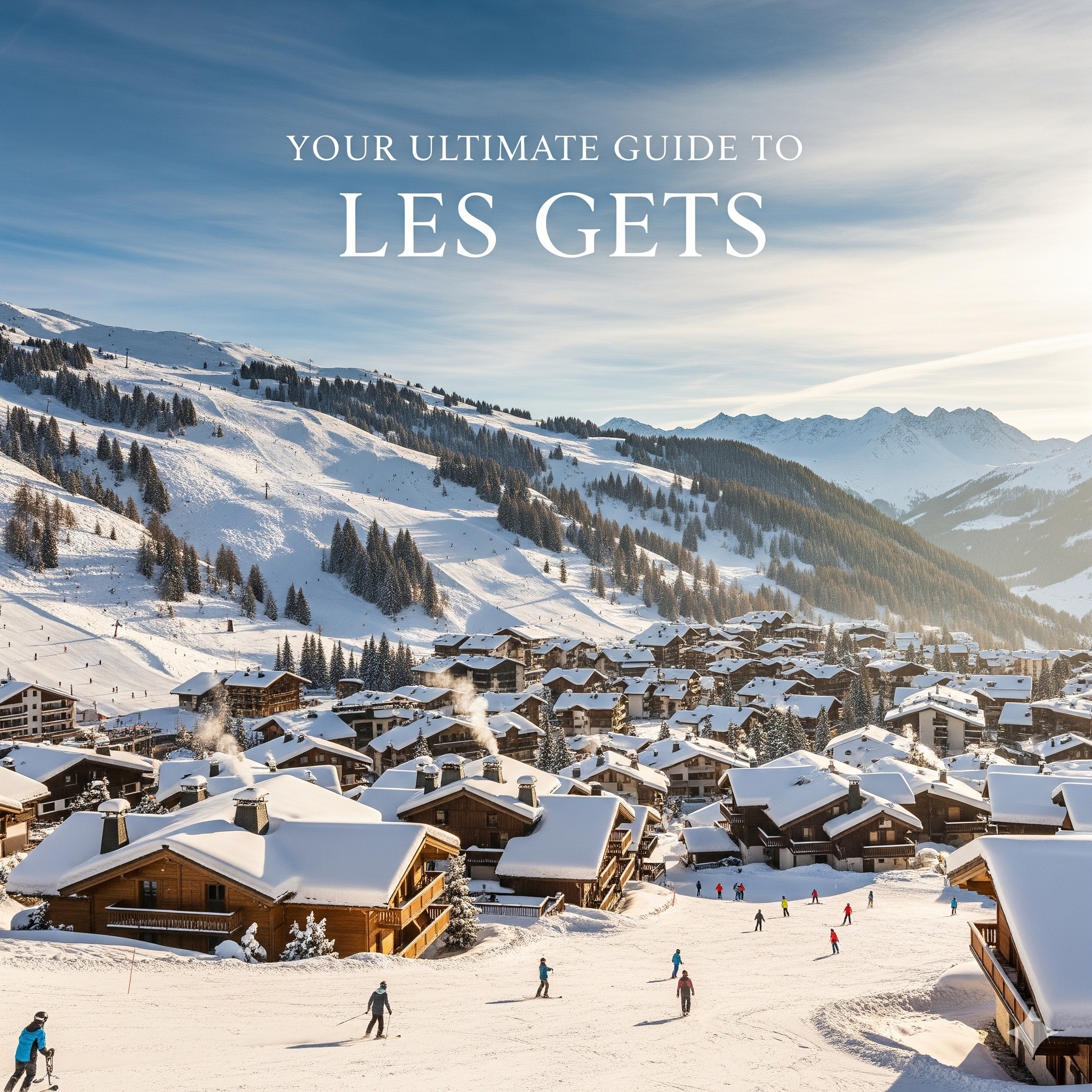 A beautiful wide shot of a ski resort.